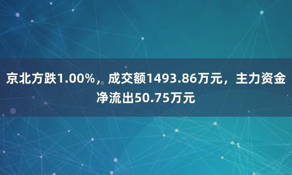 京北方跌1.00%，成交额1493.86万元，主力资金净流出50.75万元